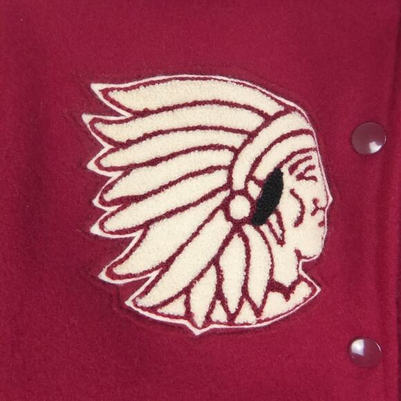 VTG Jacket Womens SZ S Letterman Varsity Hooded Preppy Scholastic Chief Logo - Picture 2 of 9